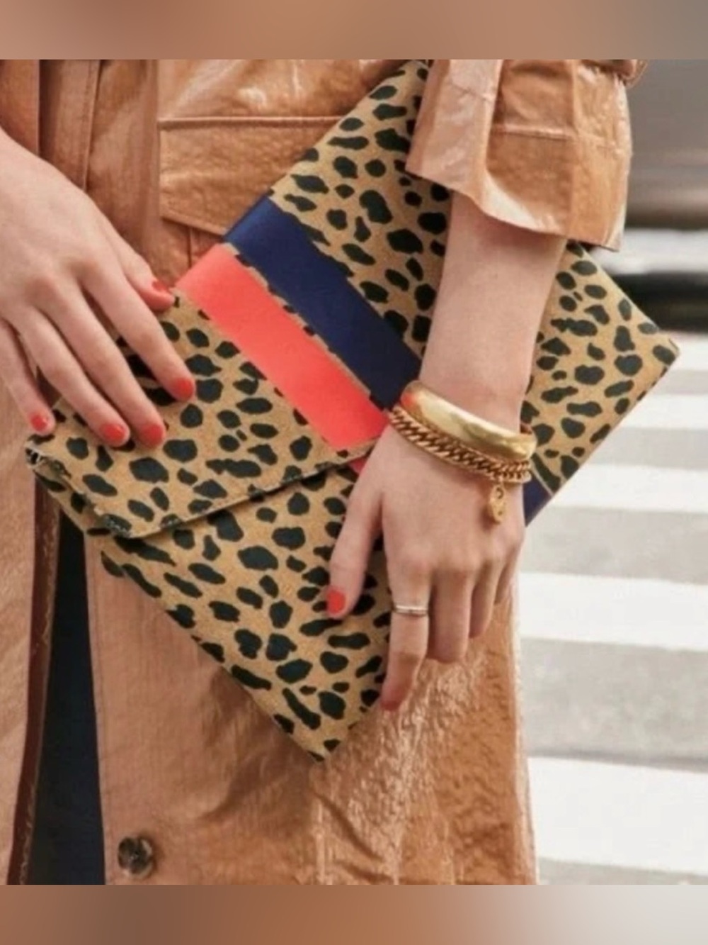 Stella & Dot Bellamy Clutch Leopard NWOT